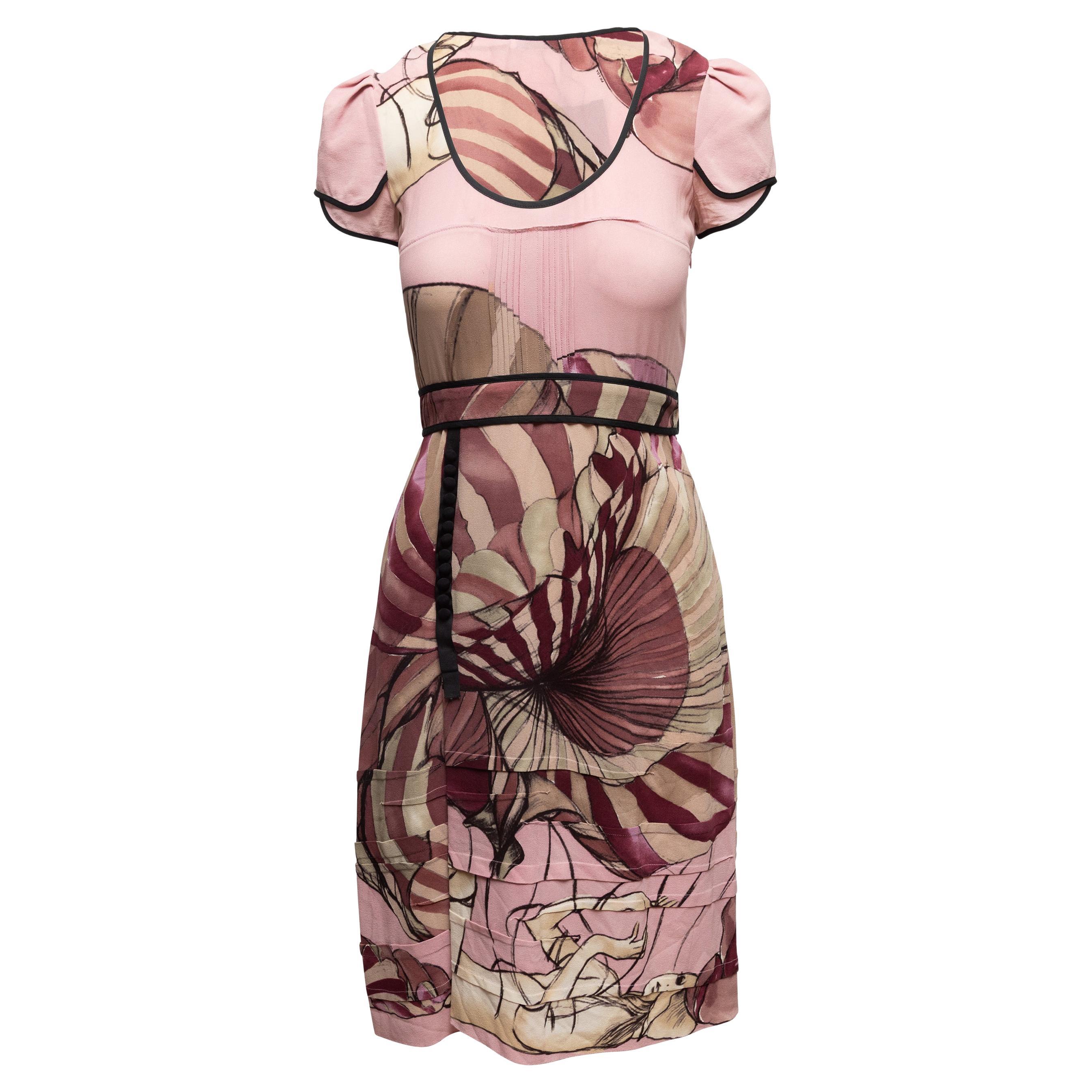 Light Purple & Multicolor Prada Spring/Summer 2008 James Jean Silk Dress IT 40