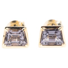 Light Purple Spinel Contemporary Stud Style Earrings in 9 Carat Yellow Gold