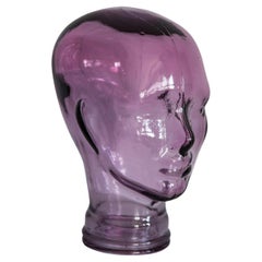 Light Purple Vintage Decorative Mannequin Glass Head Sculpture, 1970s, Germany