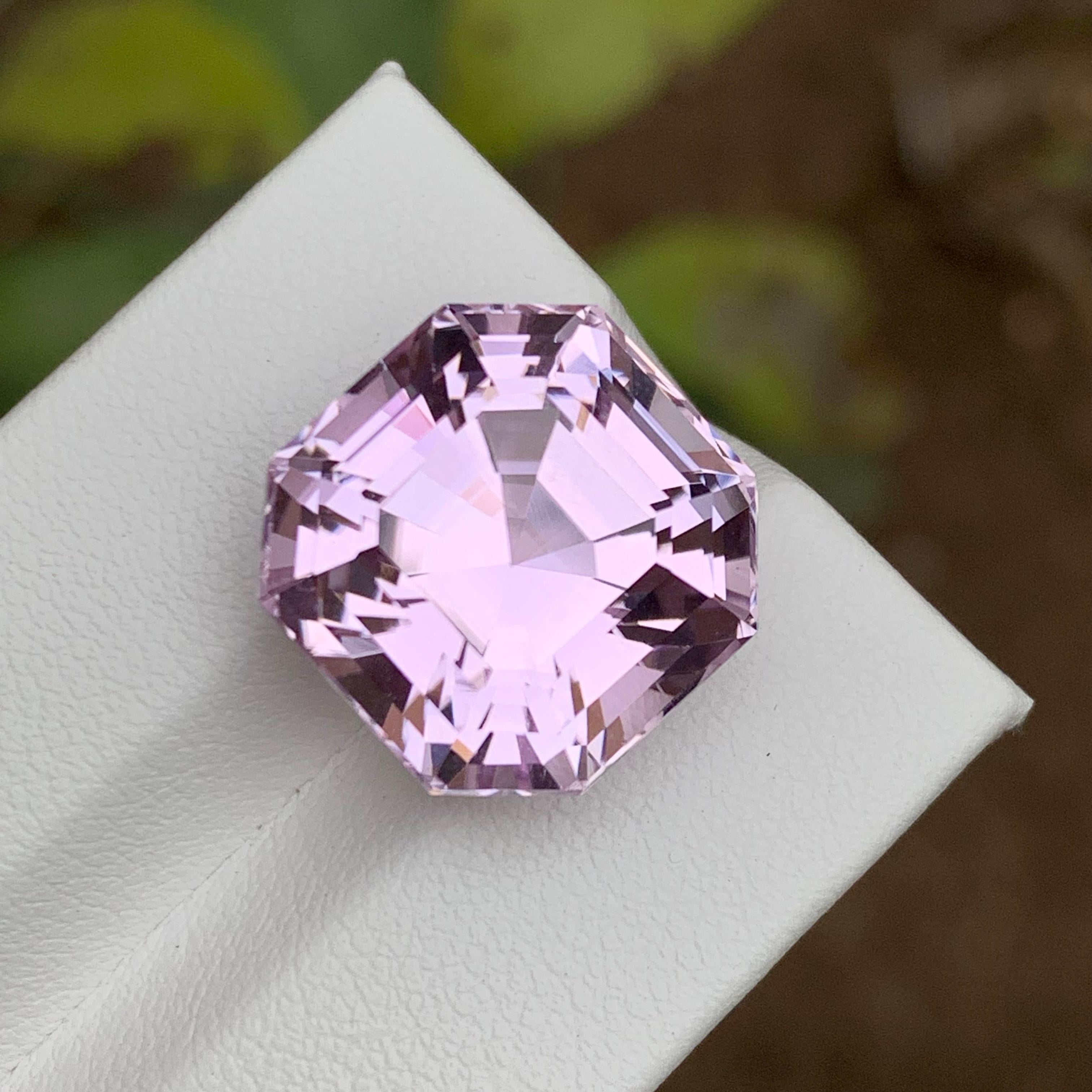Light Purplish Pink Natural Kunzite Gemstone, 21.55 Ct Asscher Cut for Pendant  For Sale 9