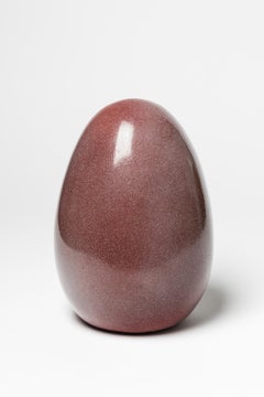 Light Red Ceramic Egg Decoration French Production in Style of Pol Chambost