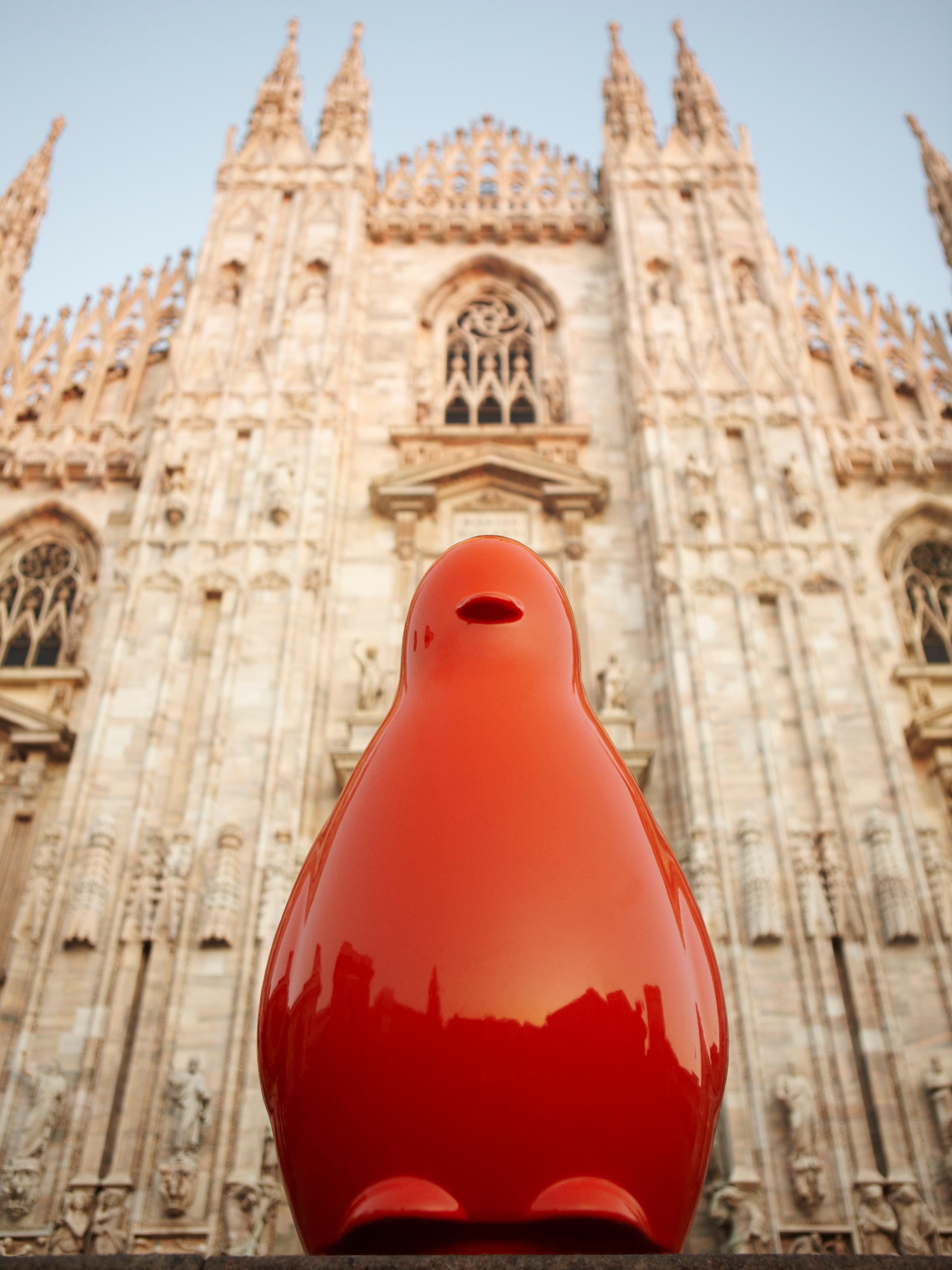 Italian Light Red Kokò Table Lamp by Giò Colonna Romano For Sale