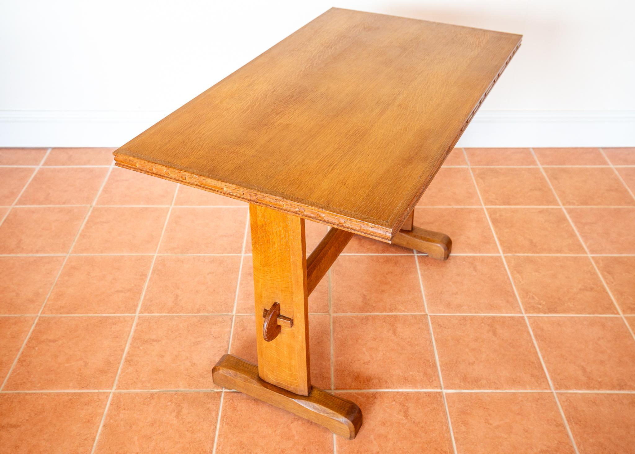 Light Red Oak Refectory Trestle Table Cotswold School Arts And Crafts Rustic MCM im Angebot 4