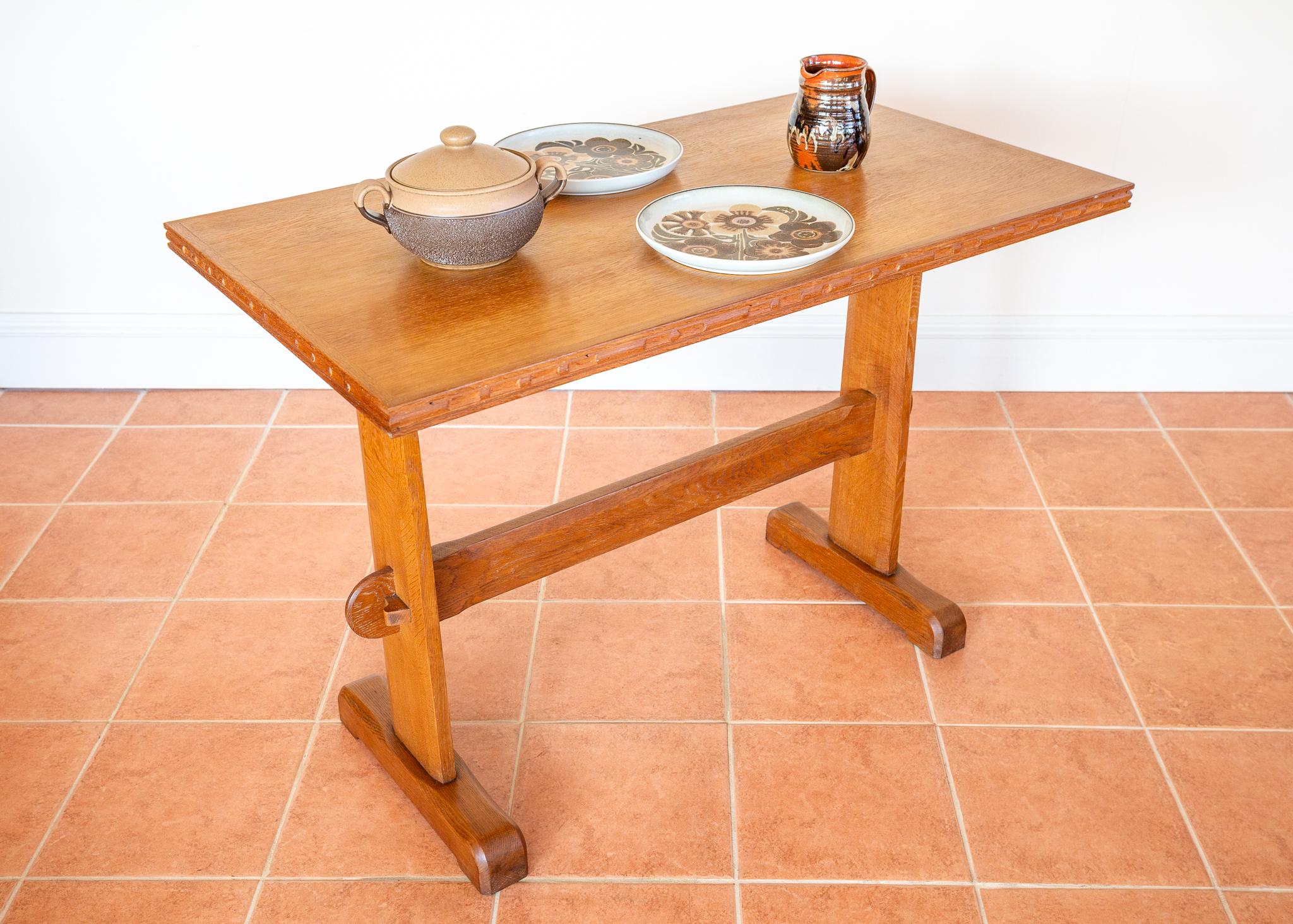 Light Red Oak Refectory Trestle Table Cotswold School Arts And Crafts Rustic MCM im Angebot 5