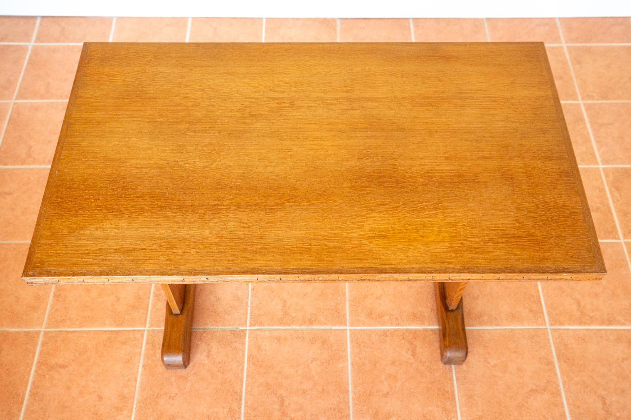 Light Red Oak Refectory Trestle Table Cotswold School Arts And Crafts Rustic MCM im Angebot 10