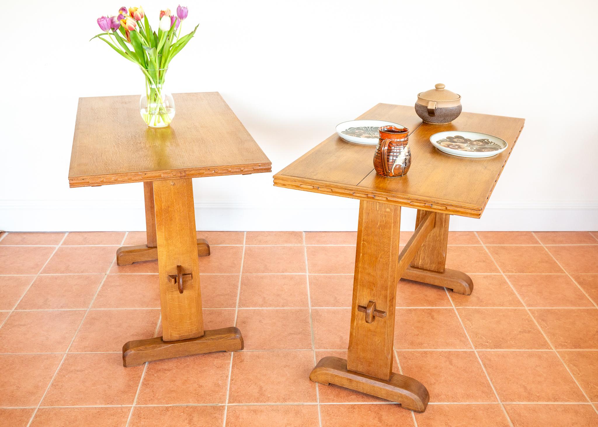 Light Red Oak Refectory Trestle Table Cotswold School Arts And Crafts Rustic MCM im Angebot 11