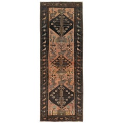 Light Red Pure Wool Vintage Persian Hamadan Hand Knotted Distressed Runner Rug