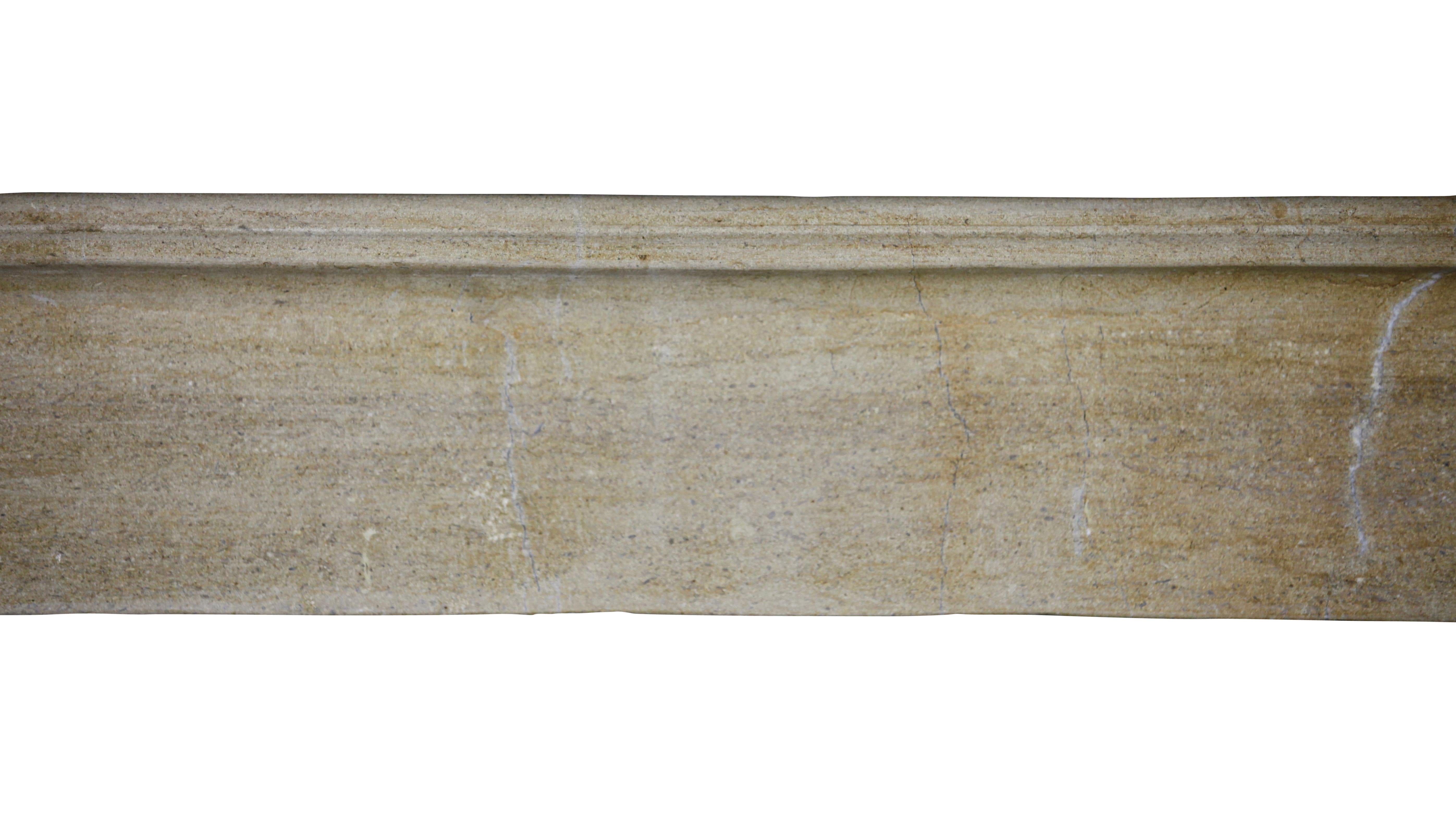 19th Century Light Reflecting French Style Antique Fireplace Surround in Limestone For Sale