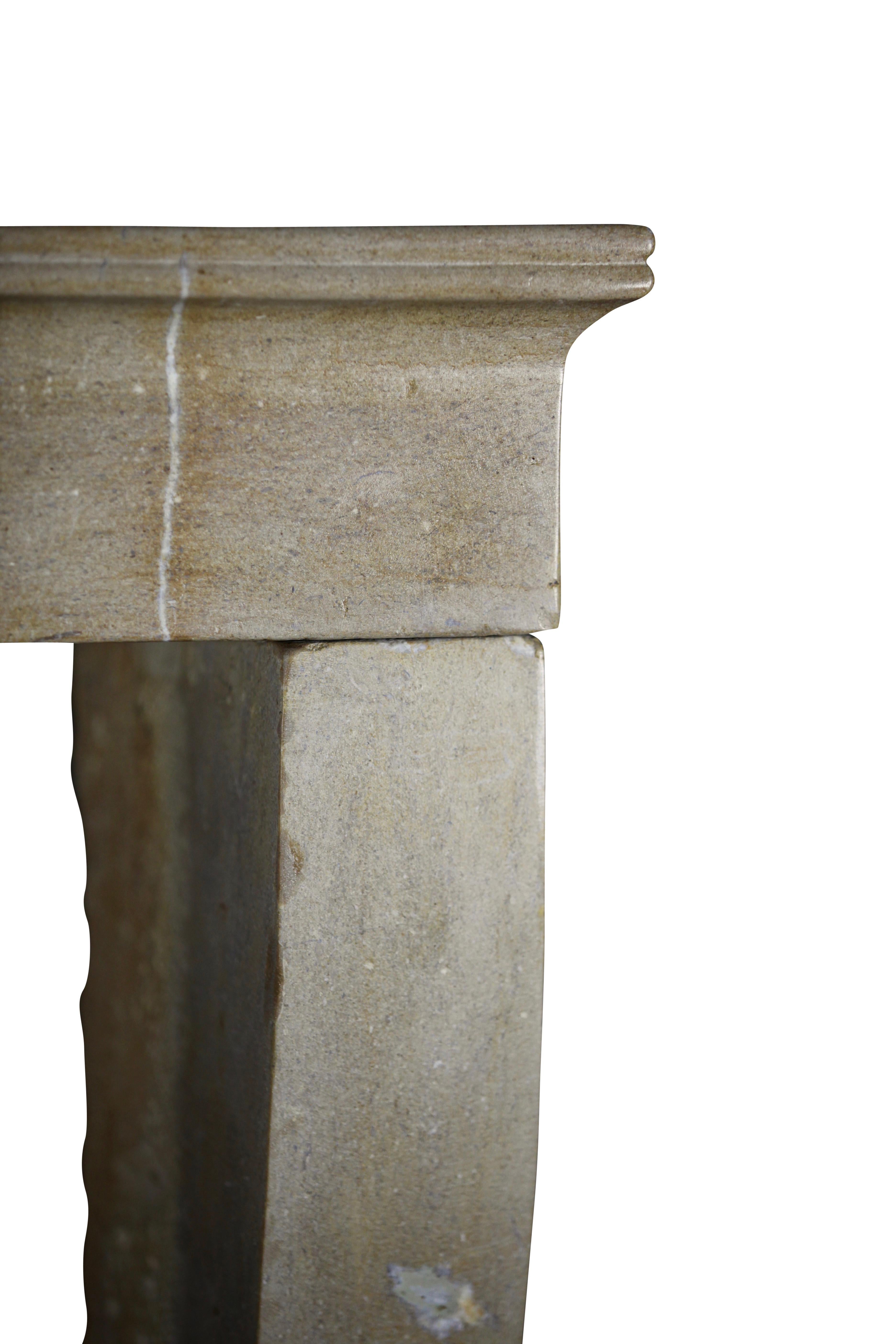 Stone Light Reflecting French Style Antique Fireplace Surround in Limestone For Sale