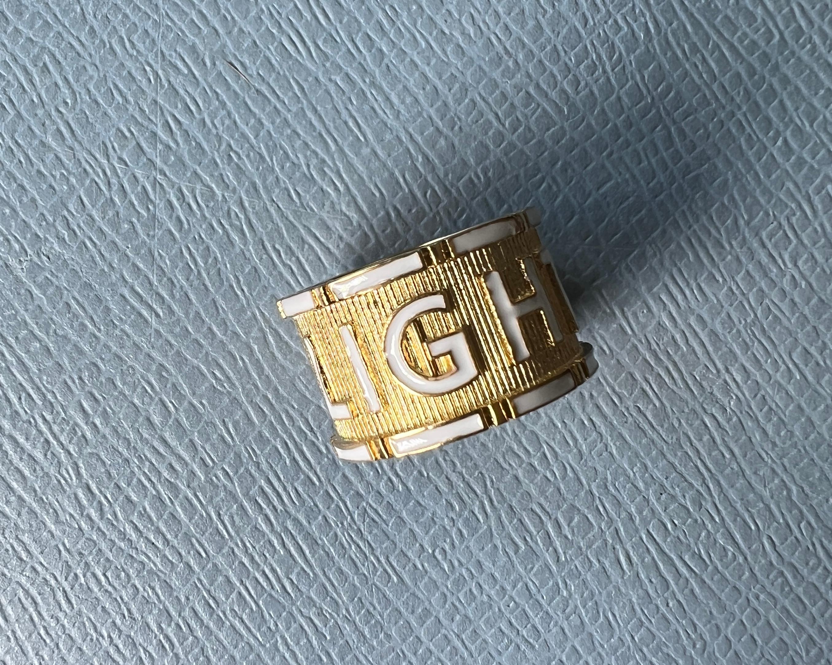 Light Ring 14k Solid Gold White Enamel Memento Mori In New Condition For Sale In Los Angeles, CA