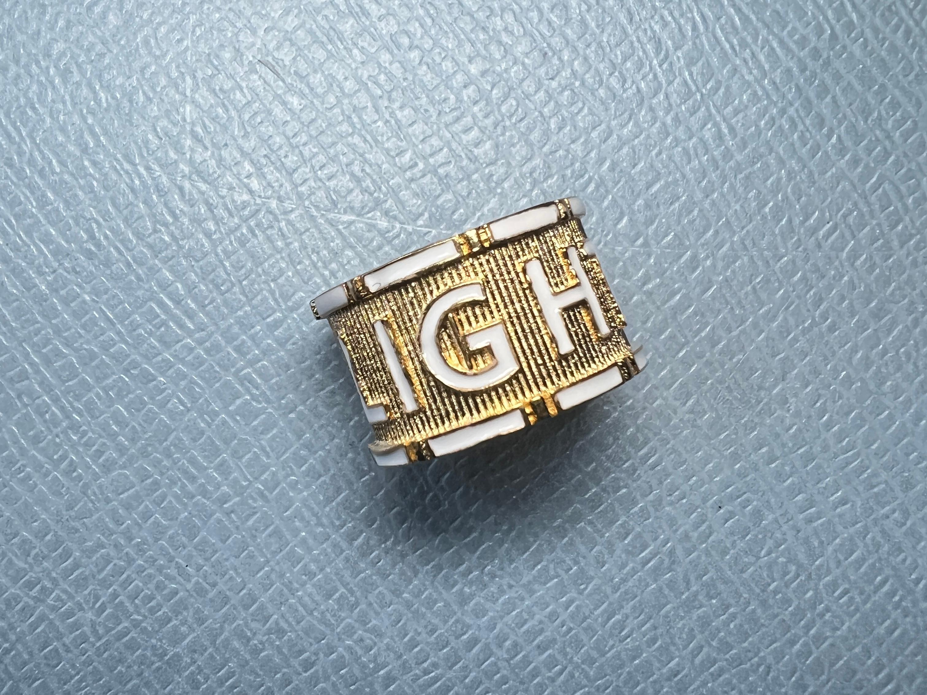 Women's or Men's Light Ring 14k Solid Gold White Enamel Memento Mori For Sale
