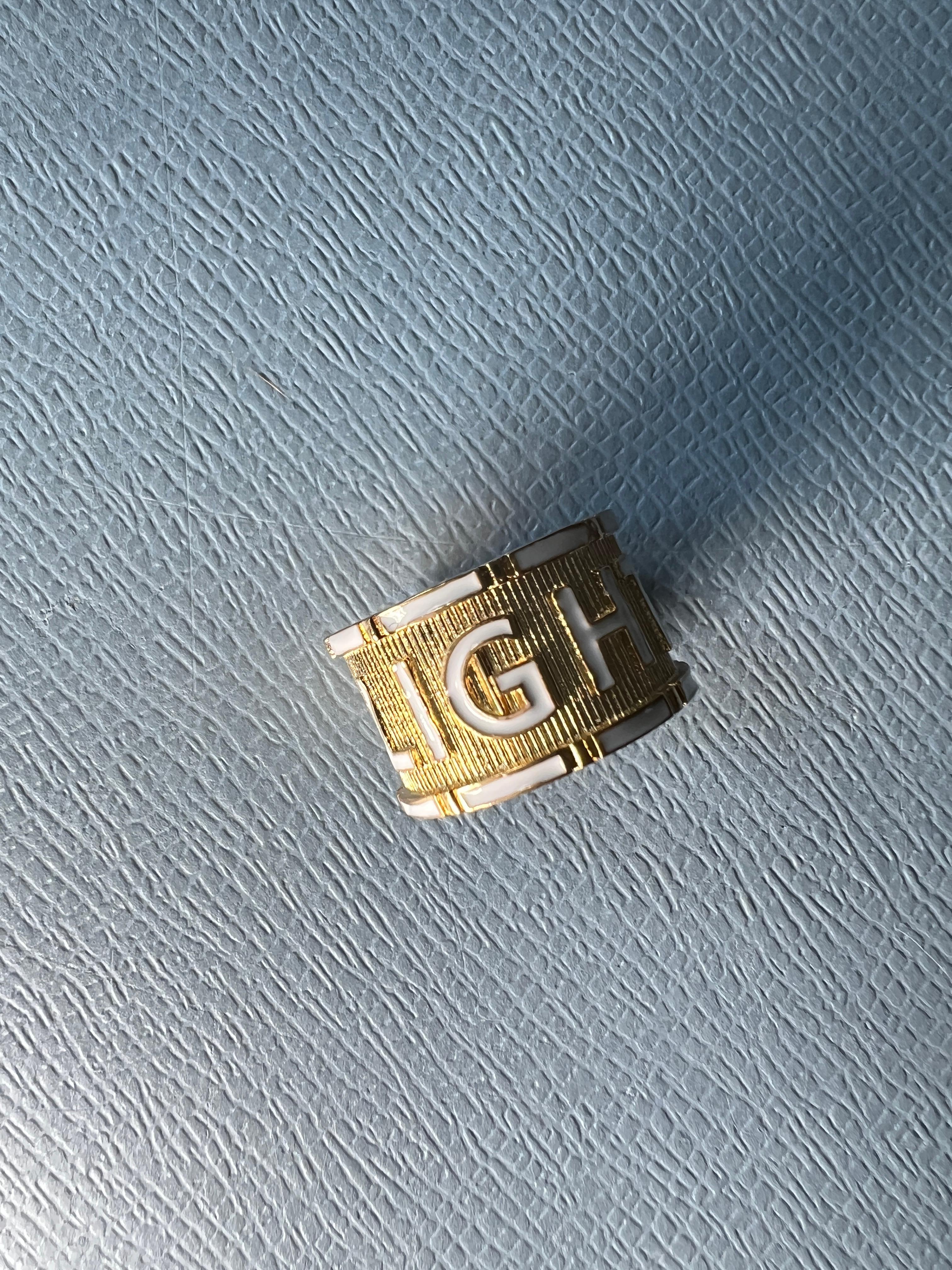 Light Ring 14k Solid Gold White Enamel Memento Mori For Sale 1