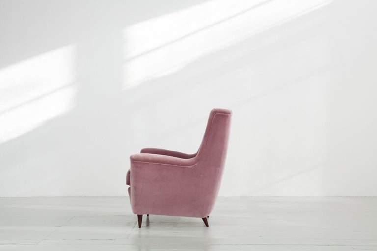 Fabric Light Rose Ico Parisi Armchair, 1950s, Italy For Sale