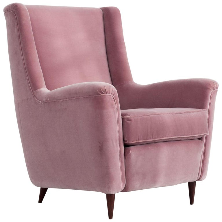 Light Rose Ico Parisi Armchair, 1950s, Italy For Sale