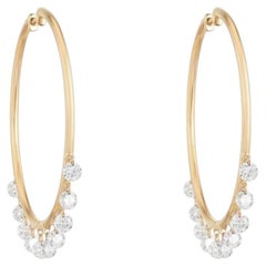 2.17ct Round Diamond 14K Yellow Gold Hoop Earrings