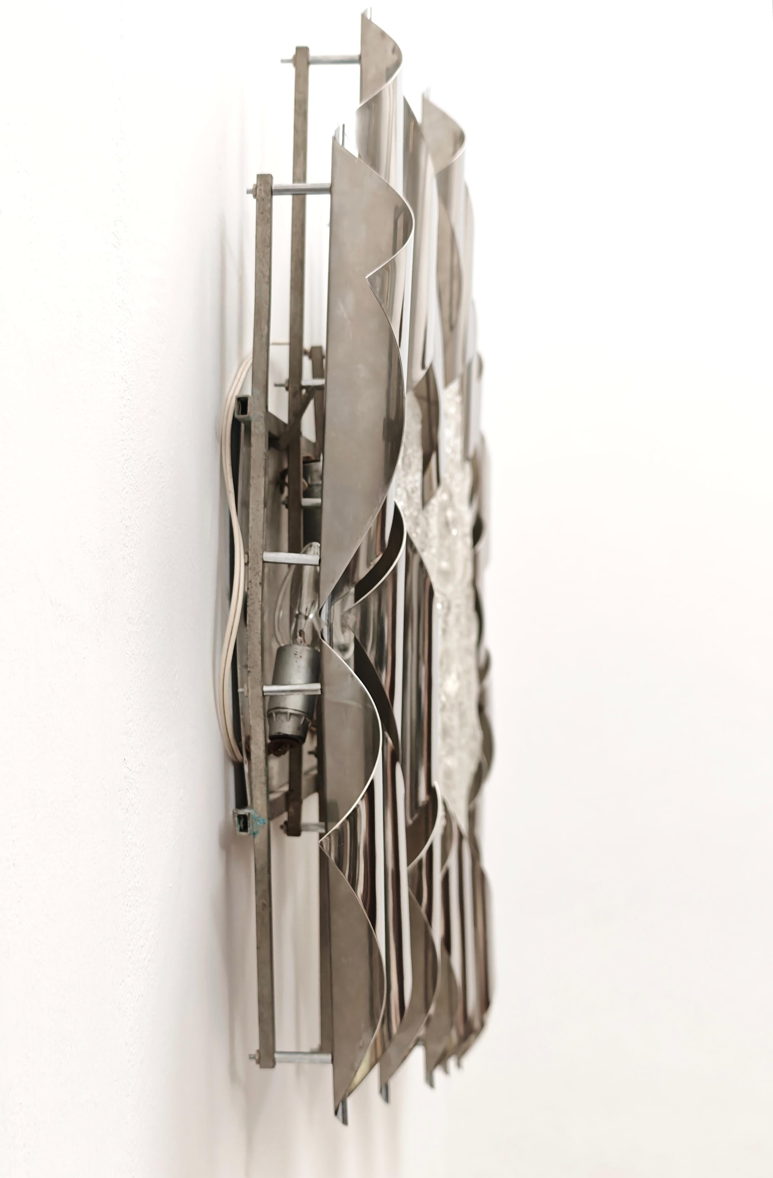 Light Sail Panel in Murano Glass and Chrome Mazzega Italy 70s Mid-Century Modern For Sale 4