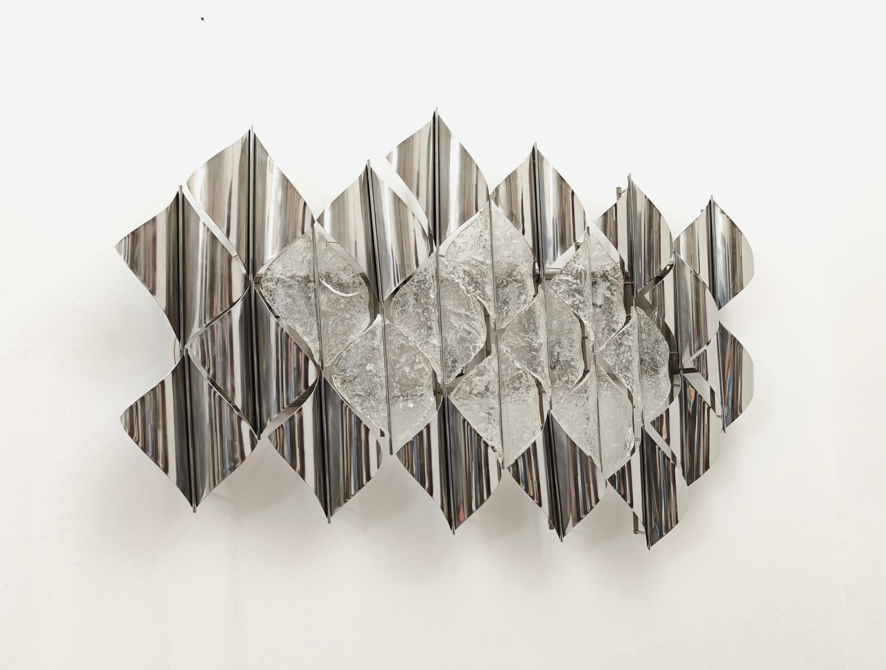 Light Sail Panel in Murano Glass and Chrome Mazzega Italy 70s Mid-Century Modern For Sale 9
