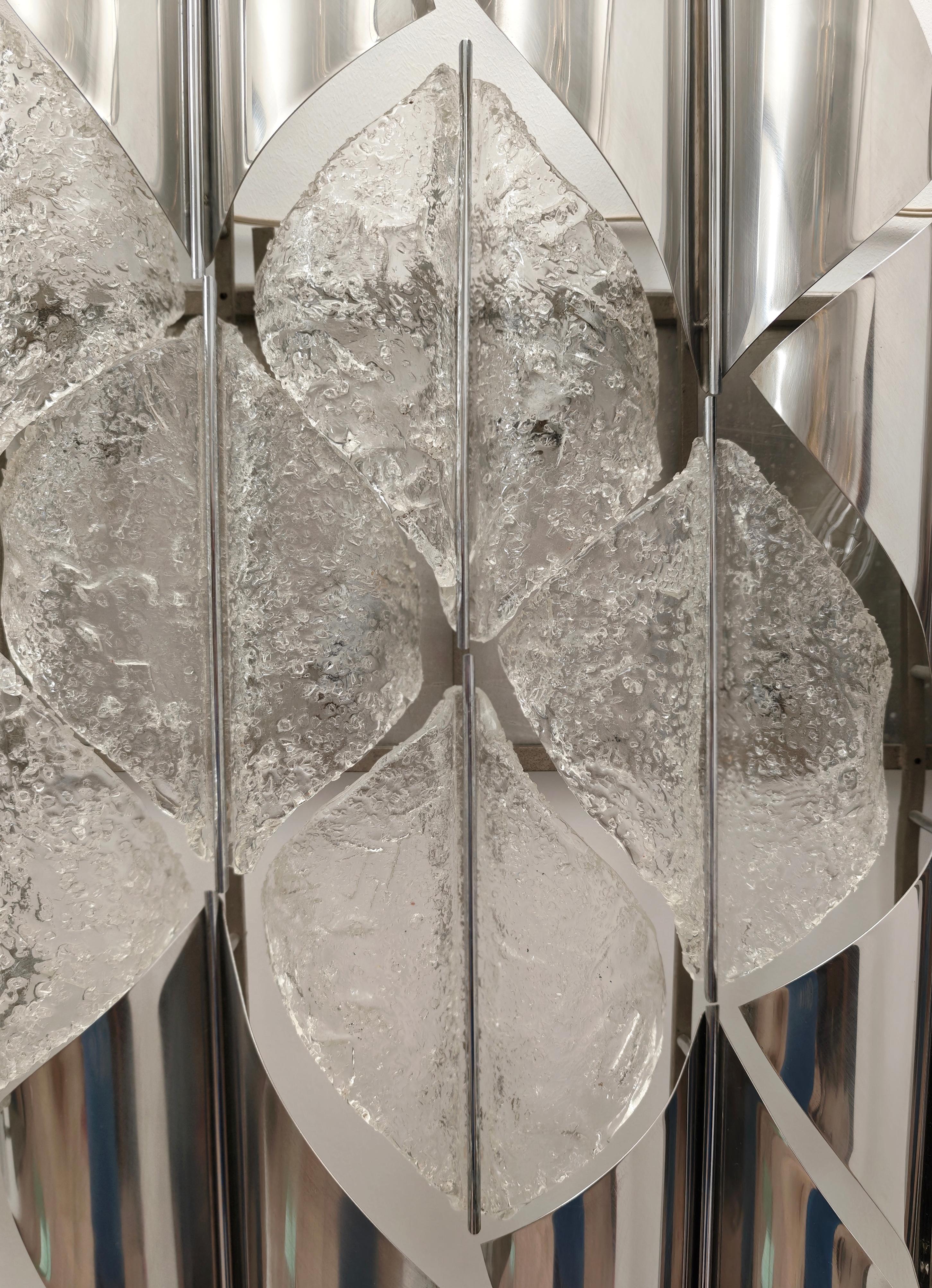 20th Century Light Sail Panel in Murano Glass and Chrome Mazzega Italy 70s Mid-Century Modern For Sale