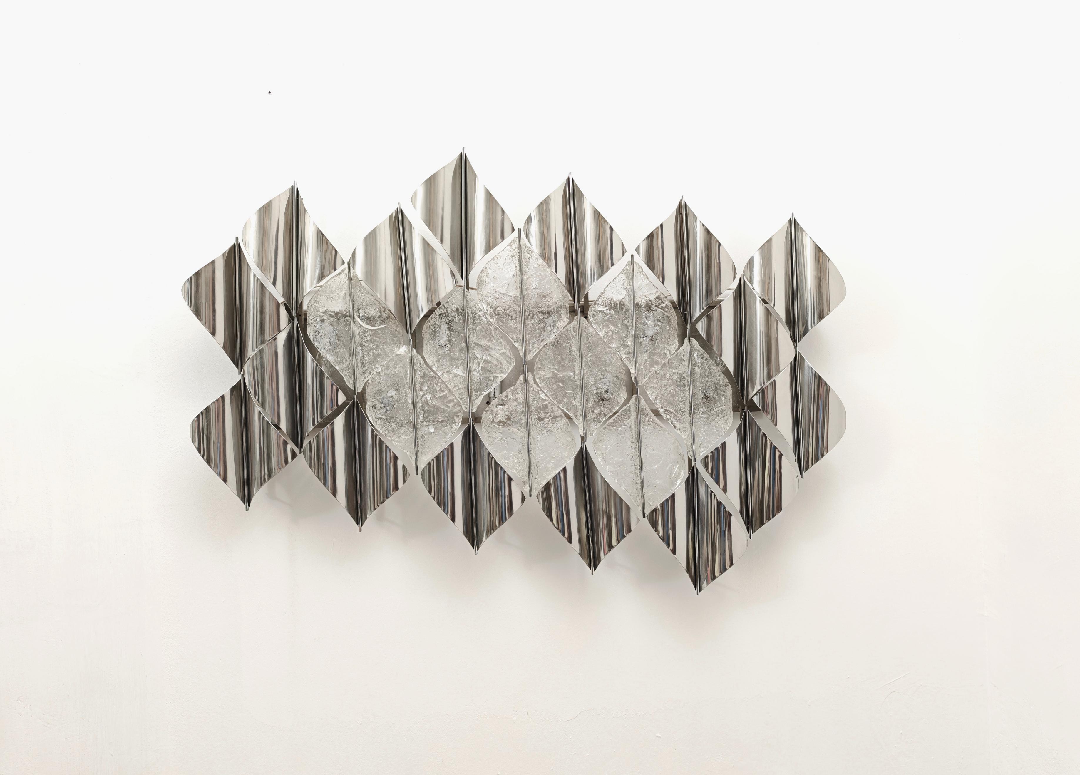 Light Sail Panel in Murano Glass and Chrome Mazzega Italy 70s Mid-Century Modern For Sale 2