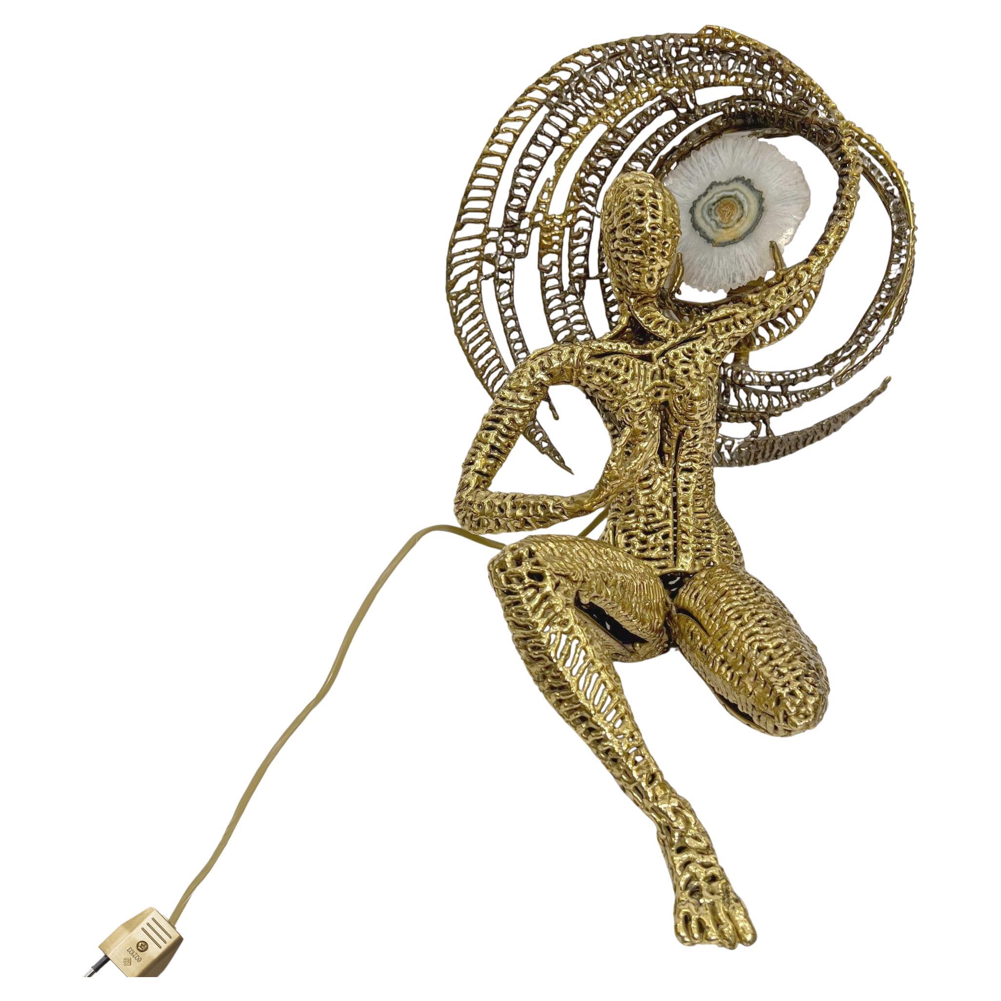 Light sculpture "Woman carrying the Sun", by I.Masson-Faure, France circa 1989 For Sale