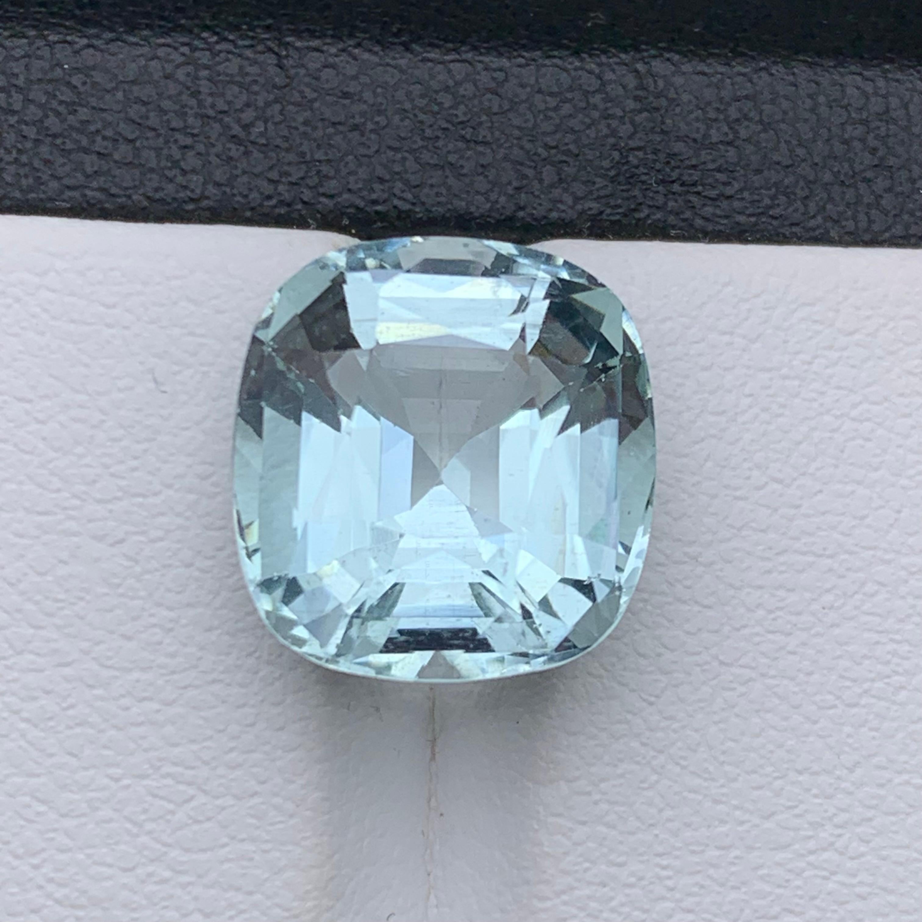 Light Seafoam Natural Aquamarine Ring Pendant Loose Gemstone 9.90 Ct Cushion Cut For Sale 5