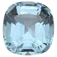 Light Seafoam Natural Aquamarine Ring Pendant Loose Gemstone 9.90 Ct Cushion Cut