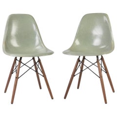 Light Seafoam Pair of Herman Miller Eames DSW Original Side Shell Chair