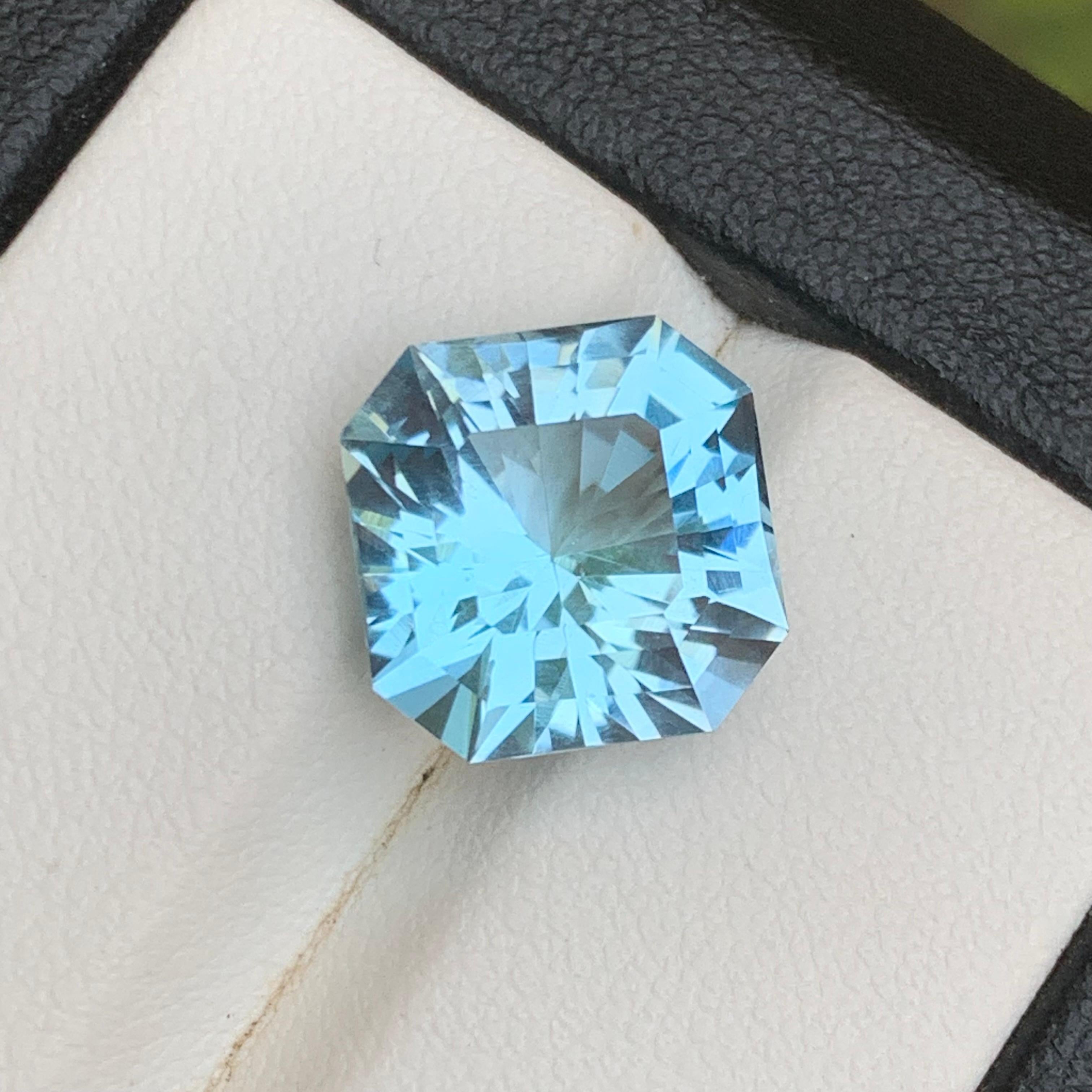 Topazio svizzero azzurro 8,50 carati Gemma naturale sfusa - Taglio smeraldo per anello in vendita 5