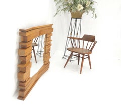 Light Solid Walnut Arts and Crafts Style Mid-Century Modern Wall Mirror Mint!