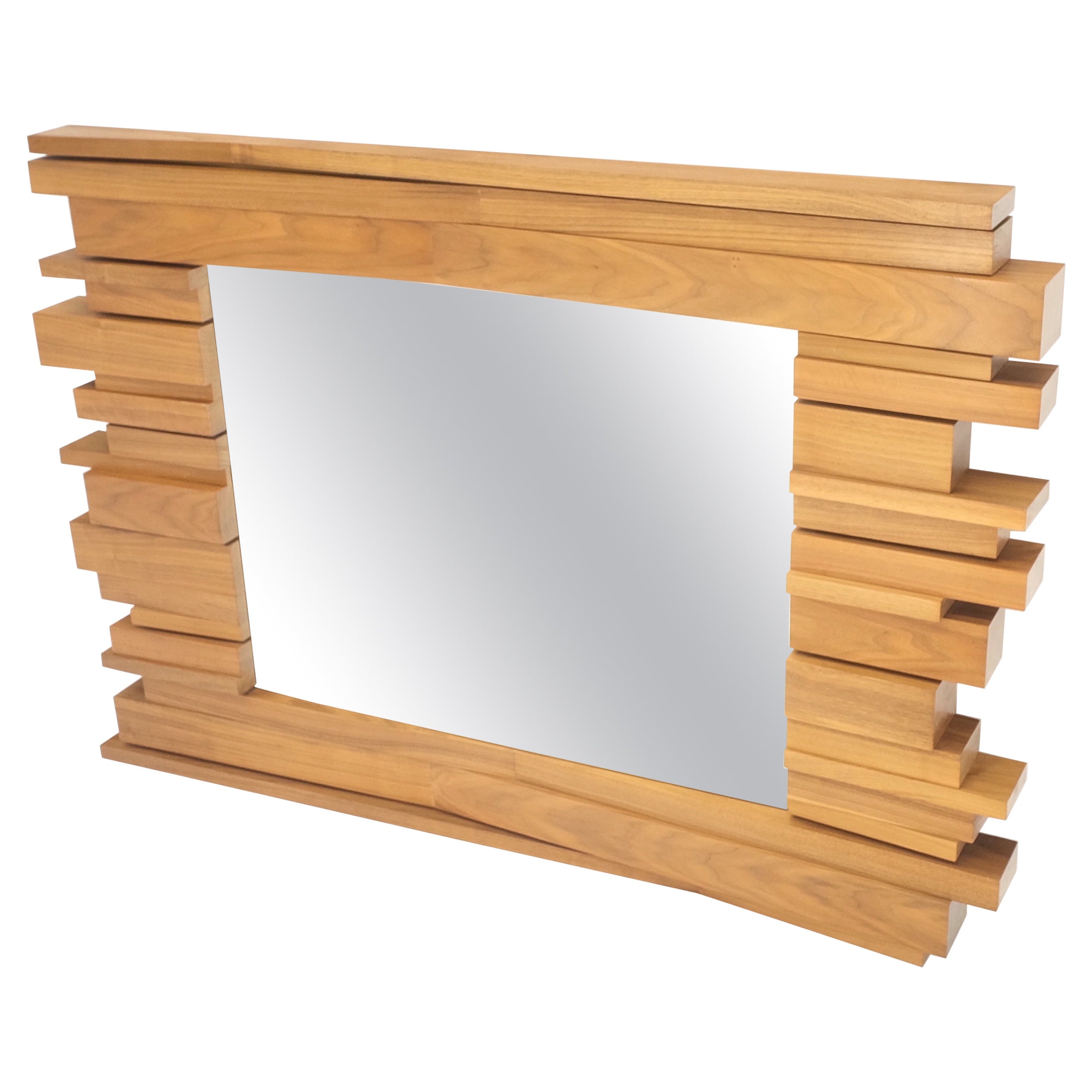 Miroir mural en noyer massif clair de style Arts and Crafts, mi-siècle moderne MINT ! en vente