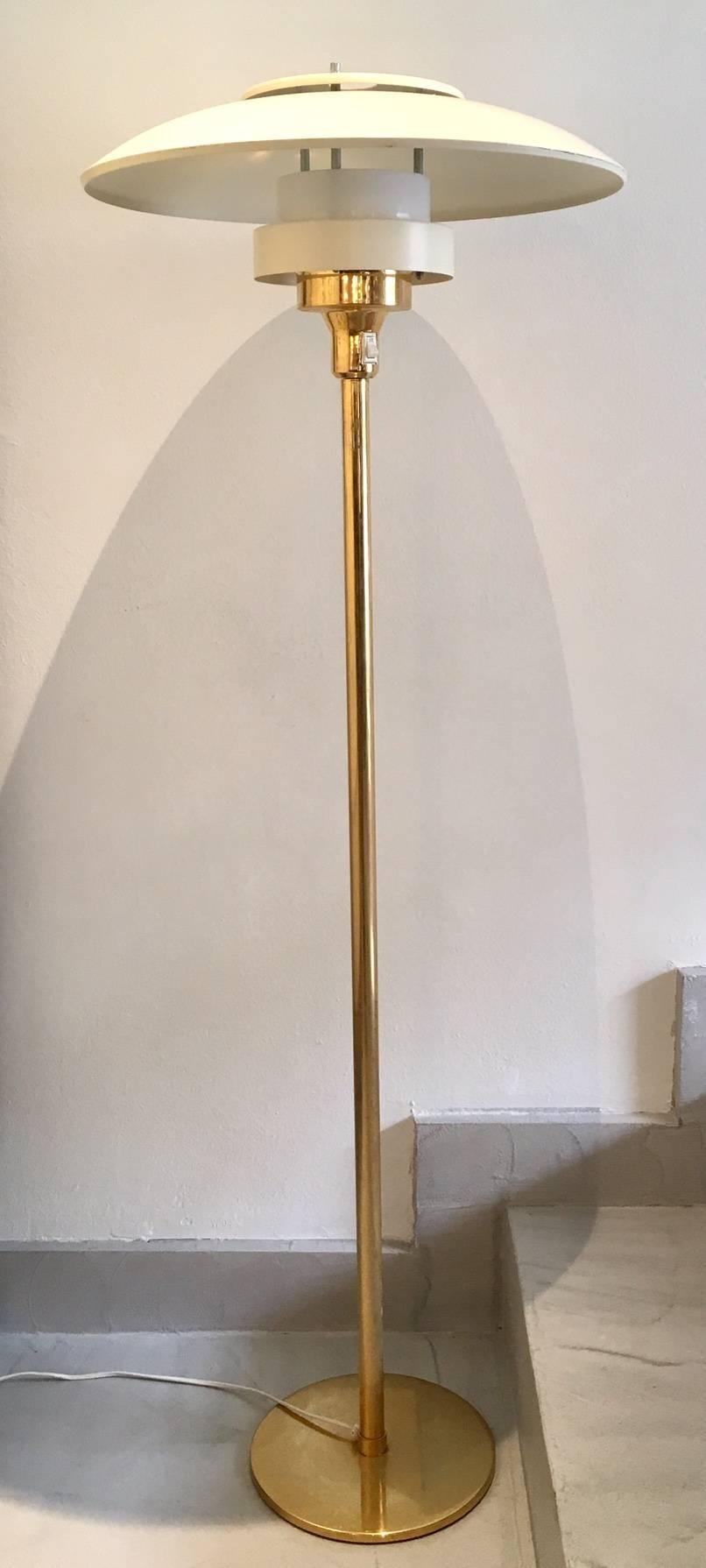 Scandinavian Modern Light Studio by Horn Brass Floor Lamp, Model 1585 1