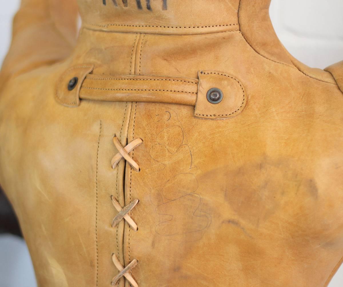 Light Tan Leather Wrestling Dummy, circa 1940s In Good Condition In Gloucester, GB
