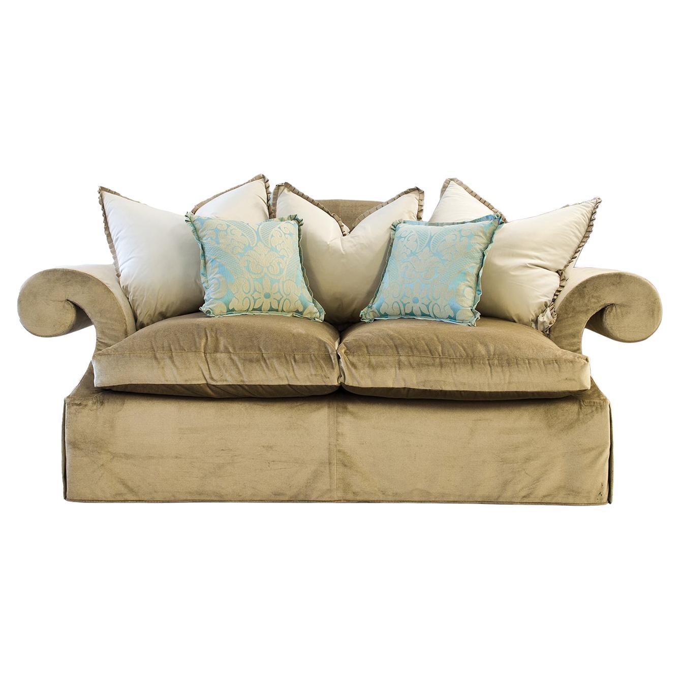 Light Taupe La Salute Sofa with Hugging Cushions For Sale