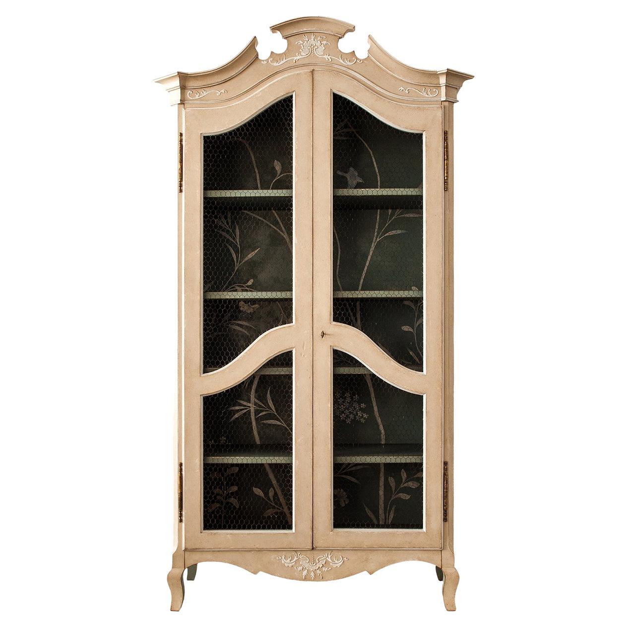 Light Taupe Padua Hutch with Green Growing Brenches For Sale