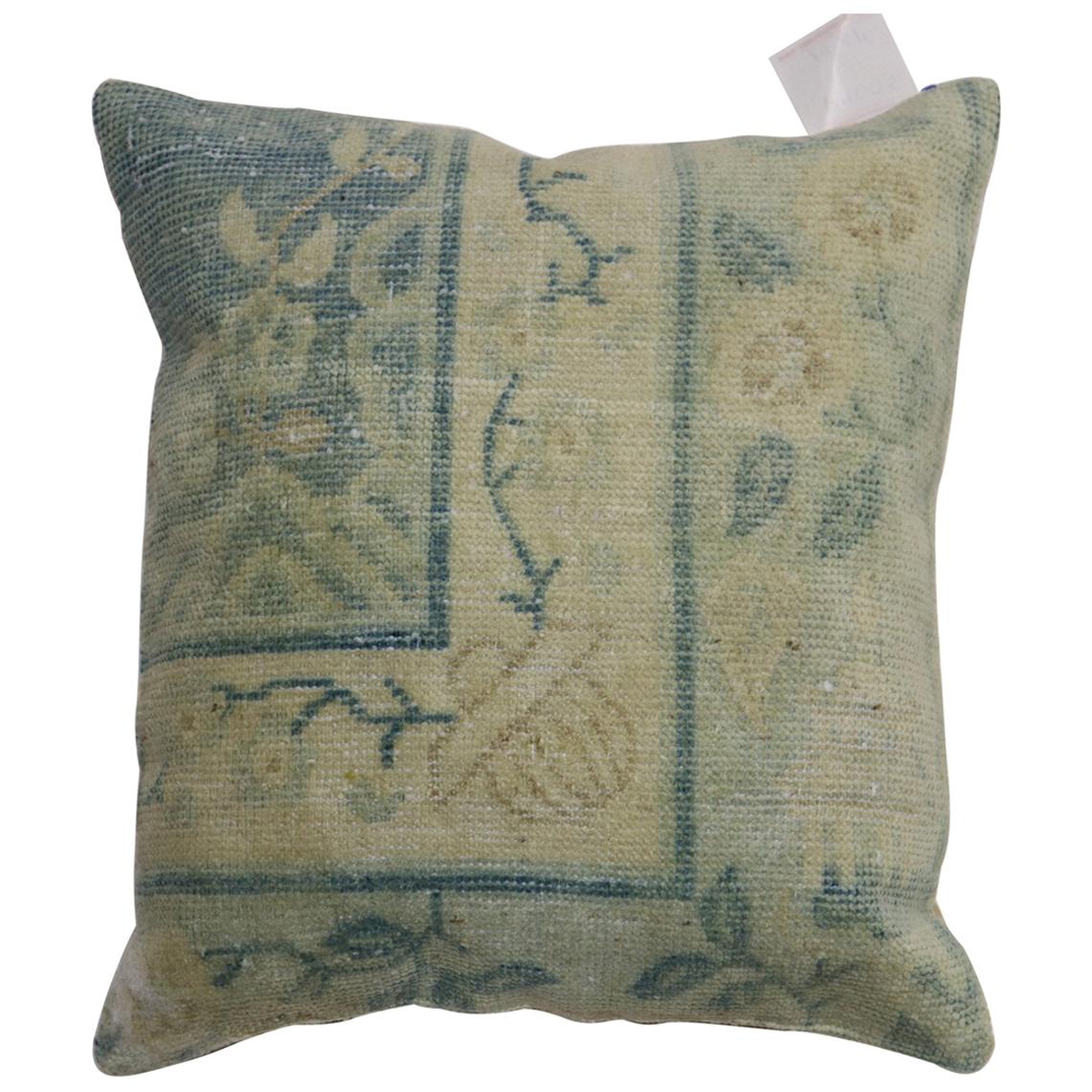 Light Teal Chinese Rug Pillow