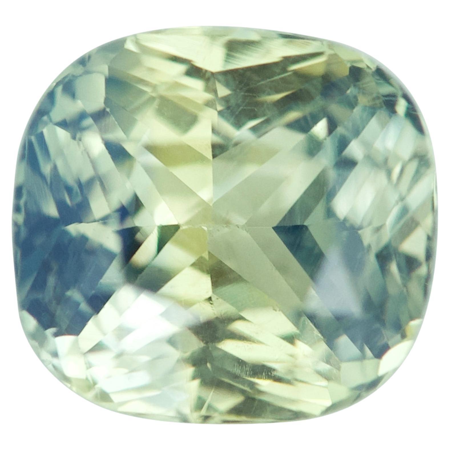 Light Teal Parti Sapphire 1.56 Ct Cushion Natural Unheated, Loose Gemstone For Sale