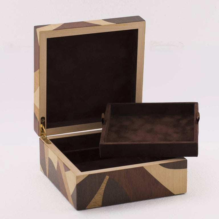 Light to Dark Wood Inlay Jewelry Box For Sale at 1stDibs