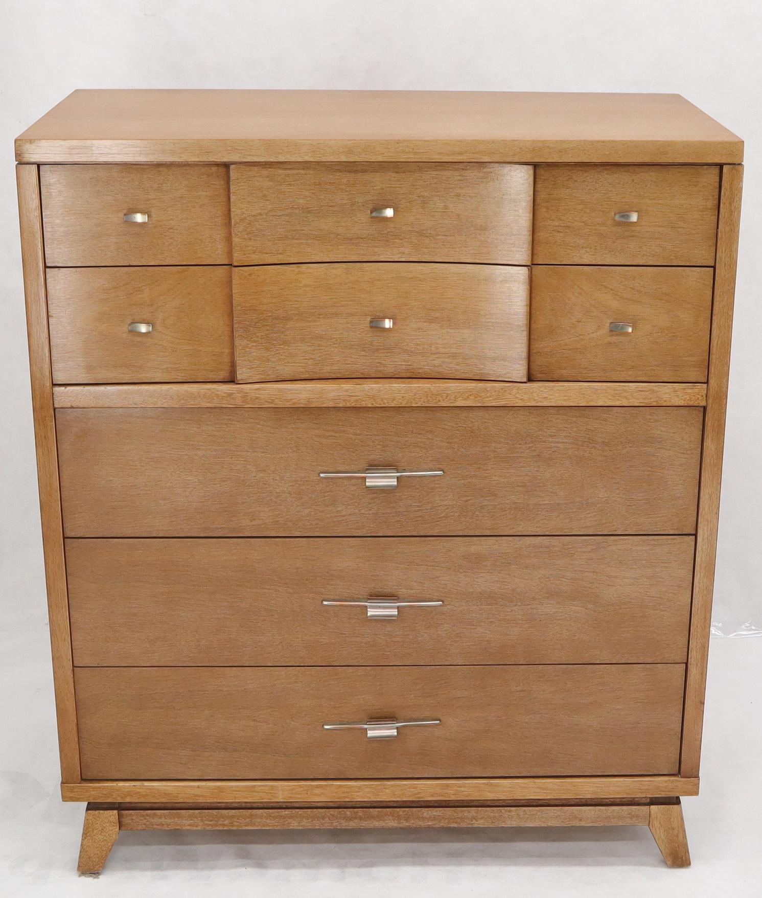 Mid-Century Modern light finish 5 drawer chest dresser by Hooker.
