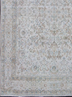 Light-Toned Antique Persian Lavar Kerman Rug with All-Over Vining Flowers Design