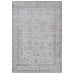 Light-Toned Antique Persian Lavar Kerman Rug with All-Over Vining Flowers Design Light-Toned Antique Persian Lavar Kerman Rug with All-Over Vining Flowers Design