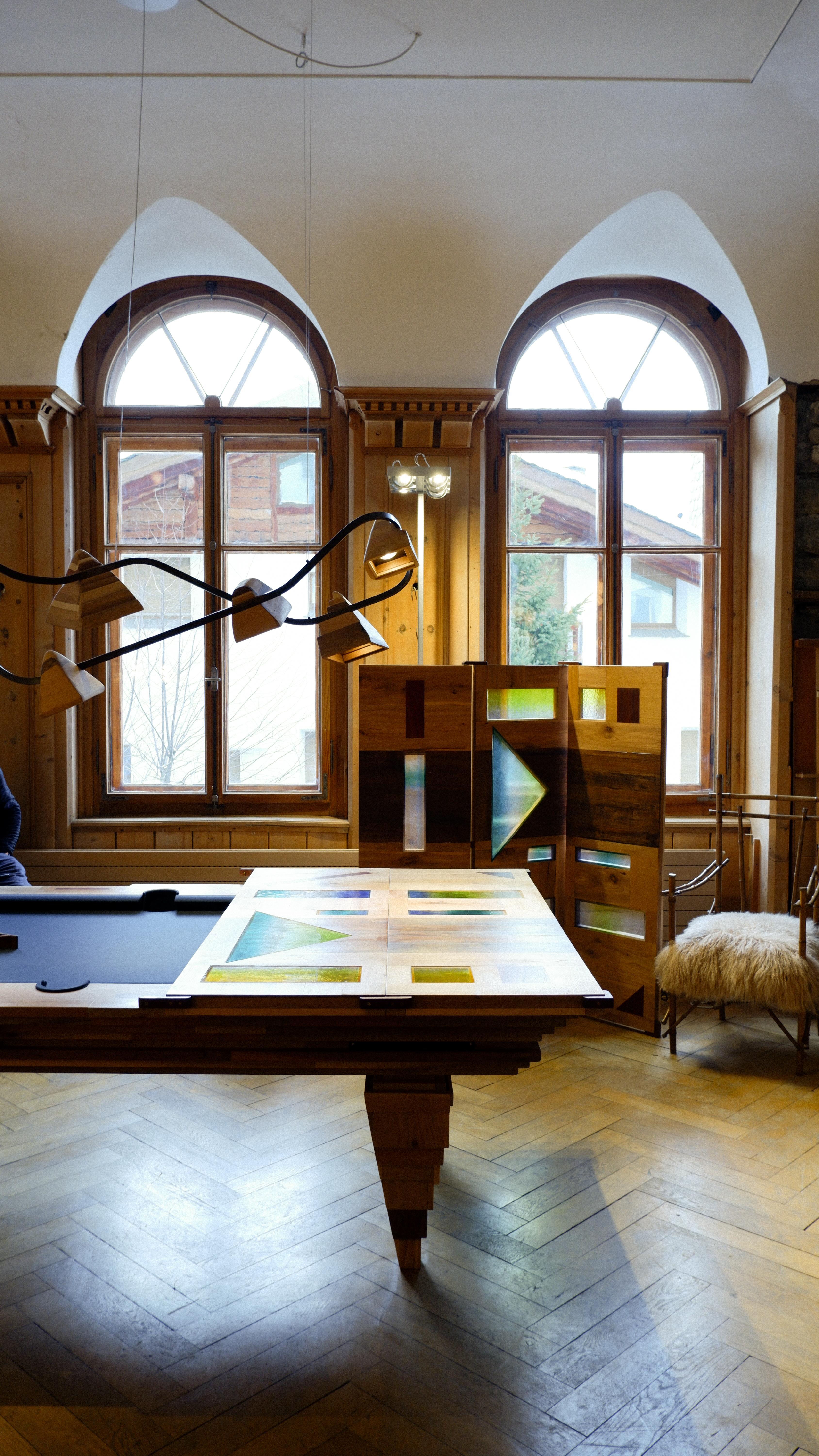 Plexiglass 'Light Tropics' Handcrafted Pool Table and Cue Stand by Hillsideout For Sale