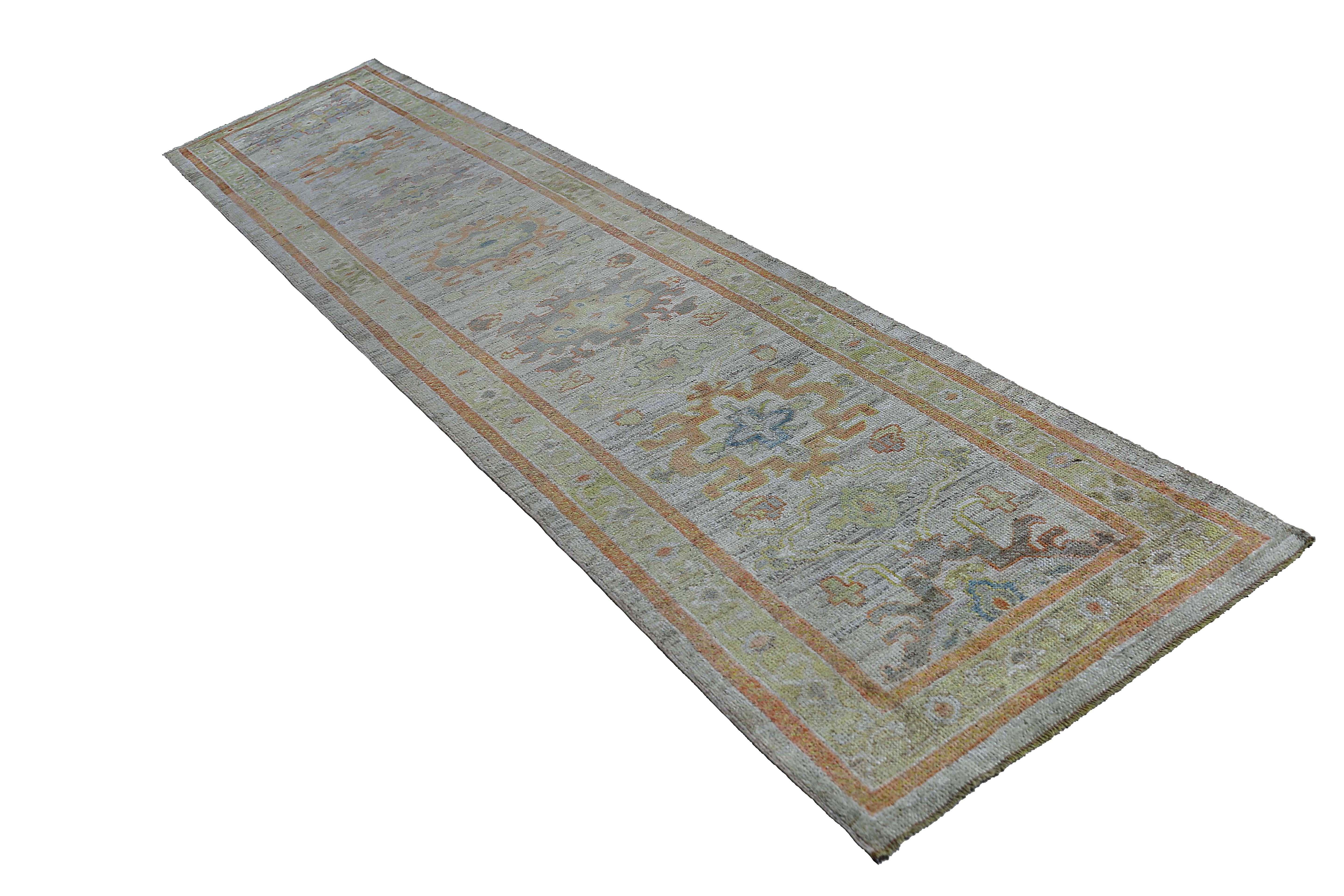 Light Turkish Oushak Runner In New Condition For Sale In Dallas, TX
