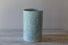 Light Turquoise Carved Porcelain Large Vessel