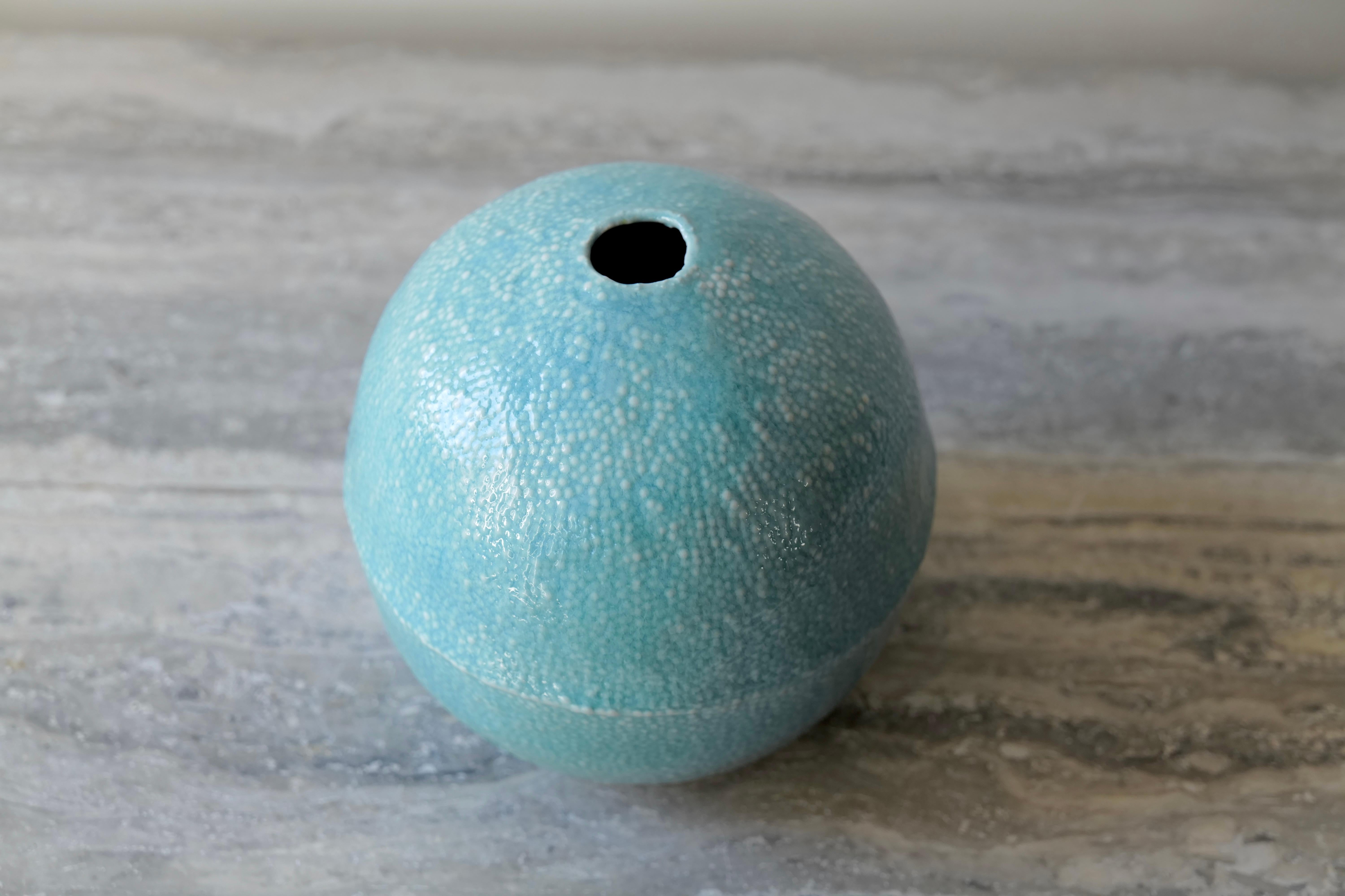 Light Turquoise Caviar Porcelain Vessel In New Condition For Sale In New York City, NY