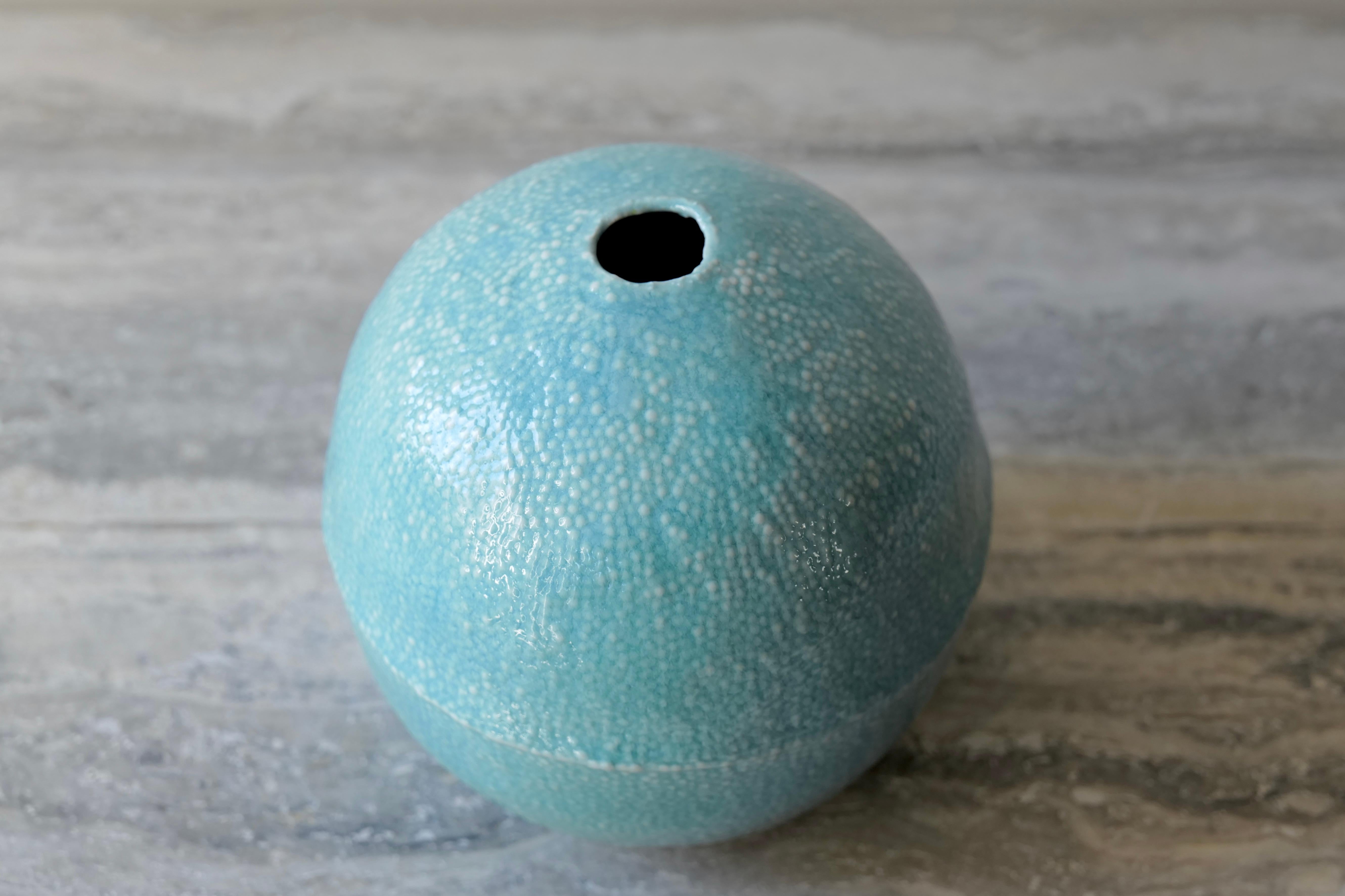Contemporary Light Turquoise Caviar Porcelain Vessel For Sale