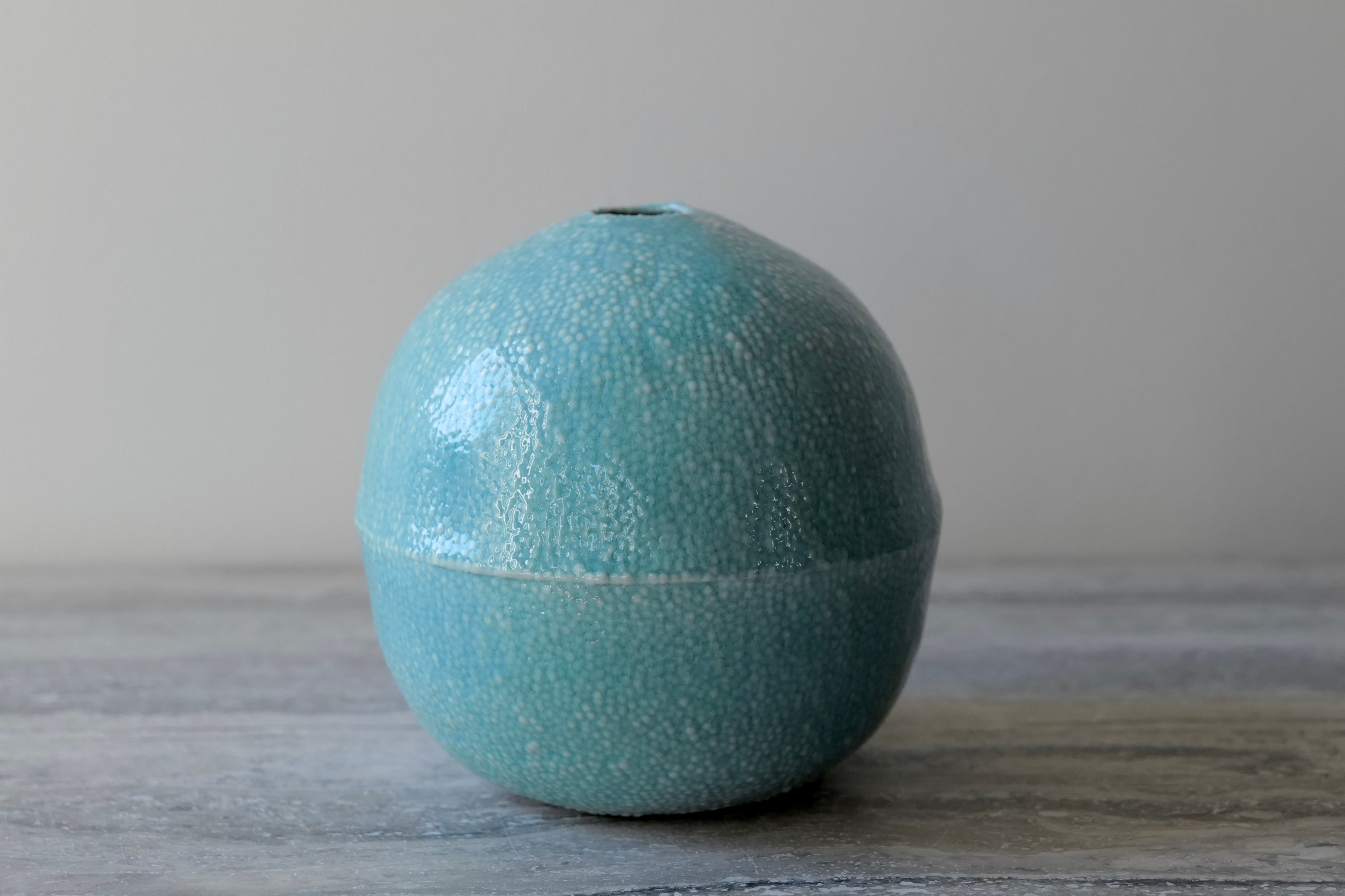 Light Turquoise Caviar Porcelain Vessel For Sale 2