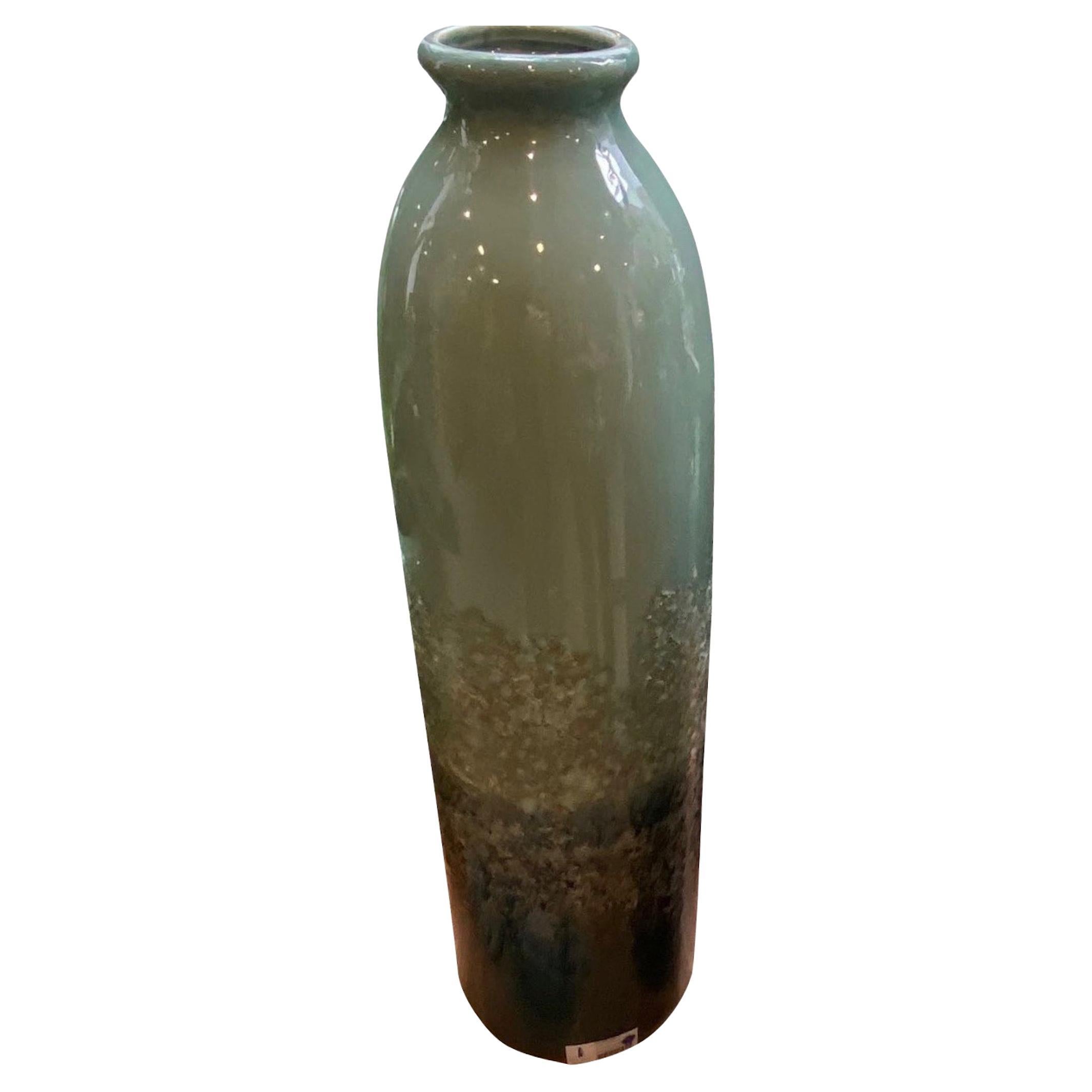 Vase en forme de colonne turquoise clair, Chine, contemporain en vente