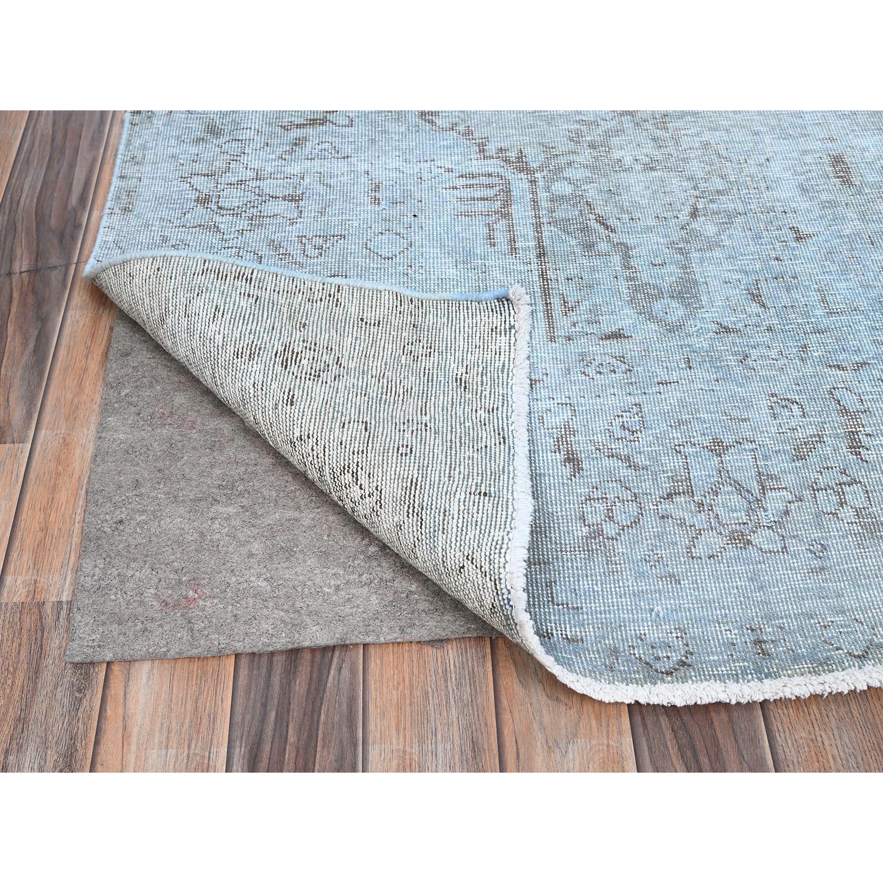 Mid-20th Century Light Turquoise Overdyed Old Persian Tabriz Rustic Feel Wool Hand Knotted Rug