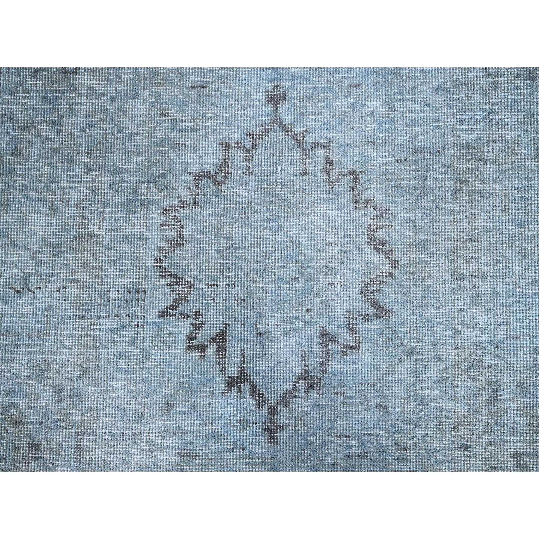 Light Turquoise Overdyed Old Persian Tabriz Rustic Feel Wool Hand Knotted Rug 4