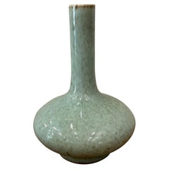 Light Turquoise With Brown Splatter Funnel Neck Vase, China, Contemporary